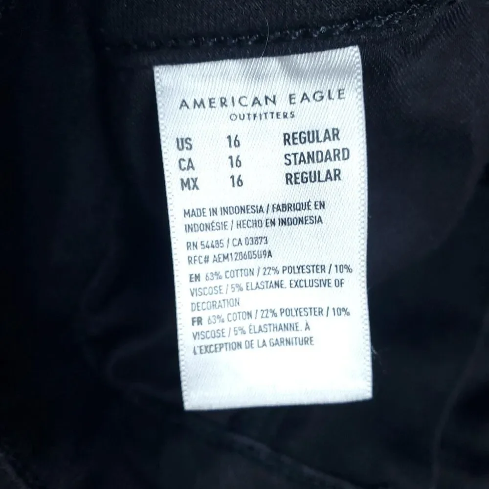 American Eagle Jeans Womens 16 Black High Rise The Dream Jean Skinny Stretch - Picture 3 of 14